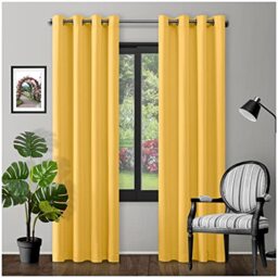 GC GAVENO CAVAILIA Eyelet Top Blackout Curtains Large Door Thermal Insulated Panels For Bedroom/Living Room, Ochre, 66X72 Inch