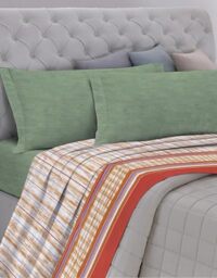 GEMITEX Complete Bed Set Made in Italy in 100% Cotton, Size 09/1004 Scottish Orange, Double Size, Cotton Line, Orange Colour, with Anti-Pilling and Hypoallergenic Treatment