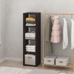 Furinno CUBIC Closet Organizers and Storage, 4-Cube Closet Organizer, Open Shelf Closet Storage, Extra Thick Frame for Wardrobe, Bedroom, Living Room, Dark Oak