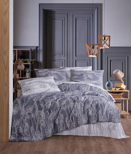 Nuit Des Rêves Premium XL Quilt Cover Set (155 x 200 cm), Grey & White, 50% Cotton/50% Polyester, Includes 1 Pillowcase (80 x 80 cm), Soft, Stylish & Durable for Cosy Bedrooms