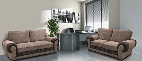 Sofas and More Big Corner Sofa Suite Tango 3+2 Armchair Jumbo Cord Brown (3+2 Seater)