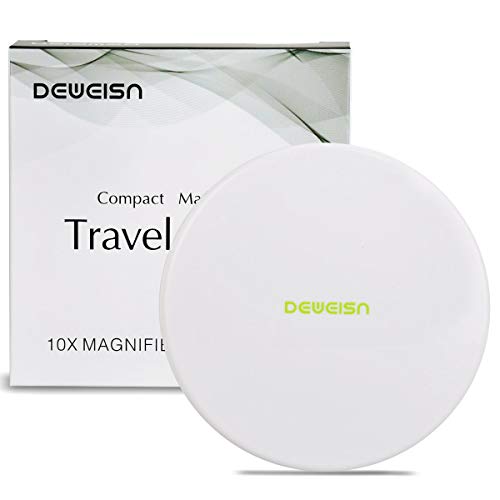 deweisn Magnifying Compact Cosmetic Mirror Elegant Compact Pocket Makeup Mirror, Handheld Travel Makeup Mirror with Powerful 10x Magnification and 1x True View Mirror for Travel or Your Purse