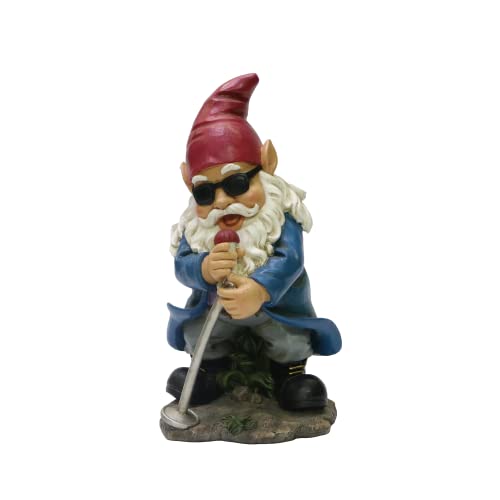 "Nature's Mark Rock n Roll Gnome in a Band Singing Resin Statue Figurine Home Garden Decorative Accent D??cor (10"" H)"