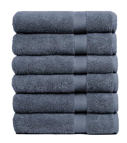 "Pleasant Home Bath Towels Set of 6 (24"" x 50"") 100% Cotton, 515 GSM - Lightweight, Soft & Absorbent Luxury Towels for Bathroom - for Gym, Pool & Spa - 6 Pack, Navy"