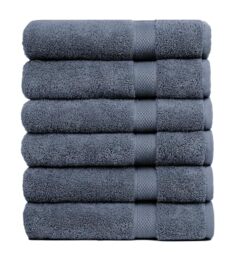 "Pleasant Home Bath Towels Set of 6 (24"" x 50"") 100% Cotton, 515 GSM - Lightweight, Soft & Absorbent Luxury Towels for Bathroom - for Gym, Pool & Spa - 6 Pack, Navy"