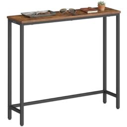 VASAGLE Console Table, Narrow Hallway Table with Steel Frame, Sofa Table for Entryway, 80 x 20 x 81.2 cm, Rustic Brown, Industrial Style for Living Room, BARNET Collection LNT035KD01