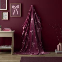 Fusion Snug Bows Berry Throw – Maximalist Blanket – Polyester – 120x150cms