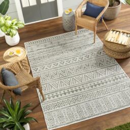 Livabliss Diksha Alora Indoor Outdoor Rug – 160x230 cm, Dark Green & Ivory