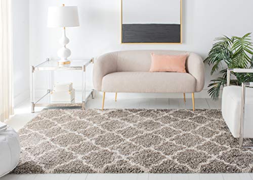 Safavieh Shaggy Indoor Woven Rectangle Area Rug, Hudson Shag Collection, SGH282, in Grey / Ivory, 122 X 183 cm for Living Room, Bedroom or Any Indoor Space