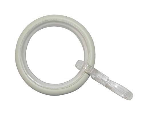 GARDINIA Elba Curtain Rings for Curtain Pole Set with Diameter 16 mm - 20 mm, with Sliding Insert and Curtain Hooks, 10 Pieces, Curtain Rings, Width 3.5 mm, Metal, Ivory