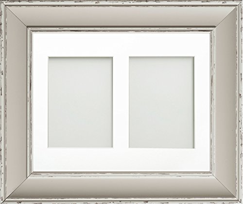 Frame Company Brooke Range 16 x 12 Inches Moonstone Grey Picture Photo Frame with White 2 Aperture Mount for Image Size 8 x 6 Inches, Portrait