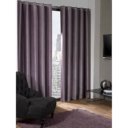 "Emma Barclay Logan - Textured Woven Blackout Eyelet Curtains in Aubergine - Width 46 x Drop 54"" (116 x 137cm)"