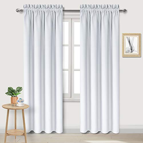 DWCN Blackout Curtains for Bedroom ??? Thermal Insulated Energy Saving Drapes for Living Room, Greyish White, W 38 x L 84 Inch, Set of 2 Rod Pocket Curtain Panels