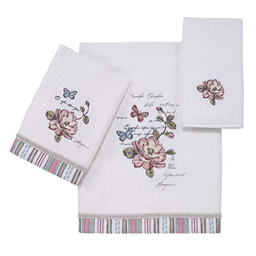 Avanti Linens Butterfly Garden 3 Pc Towel Set - 100% Cotton, 3-Piece Towel Set, Soft & Absorbent, Coordinated Bath Set, Machine Washable