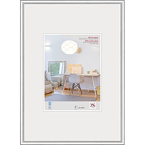 walther Design Picture Frame Silver 50 x 70 cm with Art Glass, New Lifestyle Plastic Frame KVX070S