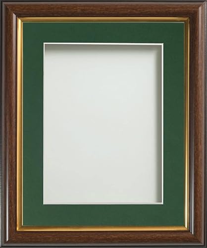 Frame Company Eldridge Mahogany Photo Frame with Bottle Green Mount, 8x6 for 6x4 inch, fitted with perspex