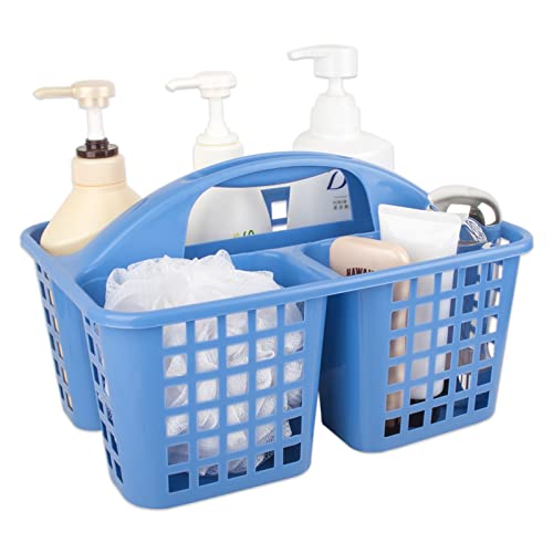 Portable Shower Caddy Basket with Compartments Cleaning Supplies Organizer with Handle Plastic Storage Divided Basket Tool Bin for Bathroom, Bedroom, Kitchen, College Dorm, Garden, Under Sink, Blue