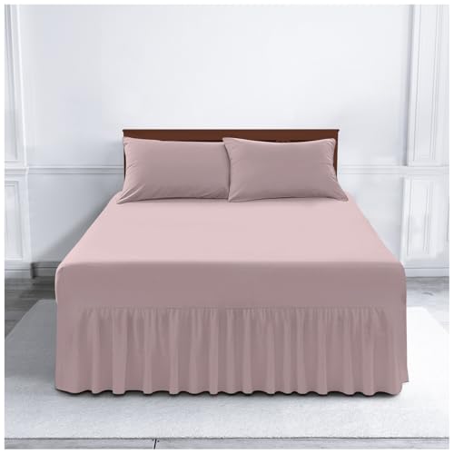 Gaveno Cavailia Luxury Non-Iron PERCALE VALANCE Sheet, Poly-Cotton, Pink , Single