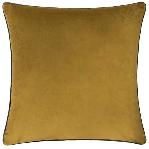 furn. Meridian Cushion Cover – Luxury Contrast Piped Velvet Decorative Case (Moss/Charcoal - 45x45cm)