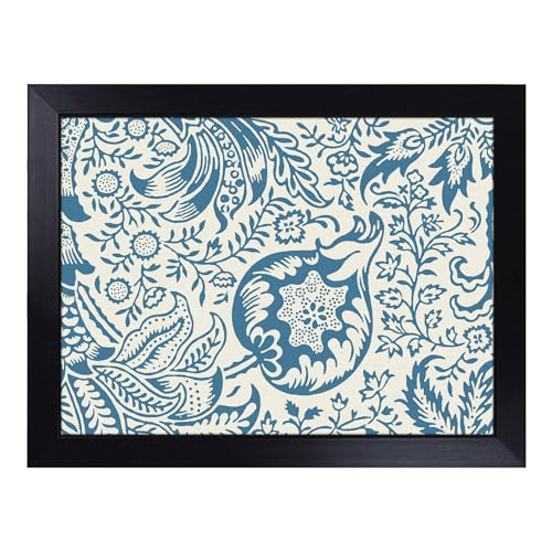 Lap Tray with Bean Bag Cushion, Indian Pattern Print By William Morris - Handmade in the UK, Raised Wooden Edge, Padded Cushion, Heat-Resistant Wipe-Clean Surface, for Meals, Laptops and Crafts