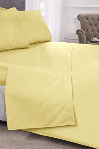 Emma Barclay 180 Thread Count Percale Fitted Valance Sheet in Lemon - King Bed