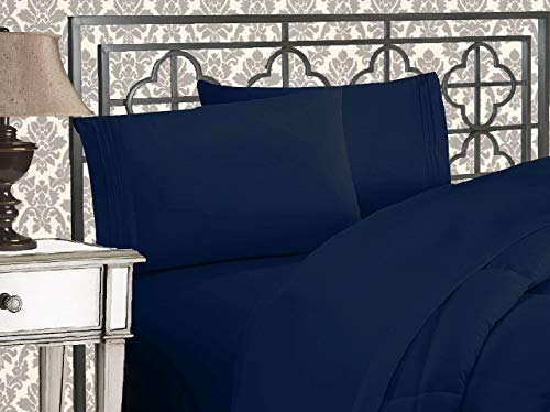 Elegant Comfort 1500 Thread Count Wrinkle & Fade Resistant Egyptian Quality Ultra Soft Luxurious 2-Piece Pillowcases, King Size, Navy