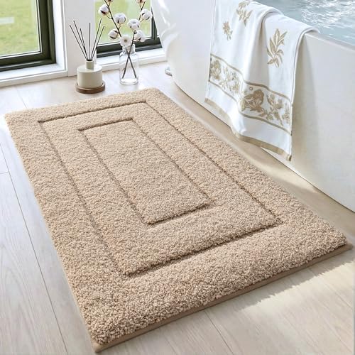 "DEXI Bathroom Rug Mat, Extra Soft Absorbent Premium Bath Rug, Non-Slip Comfortable Bath Mat, Carpet for Tub, Shower, Bath Room, Machine Wash Dry, 20""x32"", Beige"