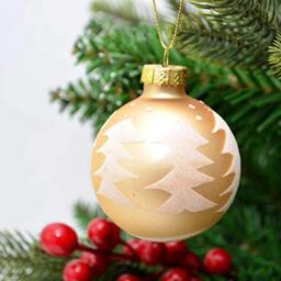 Shatchi 6pcs Gold Hand Printed Glass Christmas Tree Baubles Balls Hanging Ornaments Decorations Seasonal Home Décor Xmas