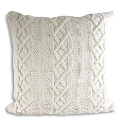 "Paoletti Aran Cushion Cover, Cotton, Cream, 55 x 55cm (22"" x 22"")"