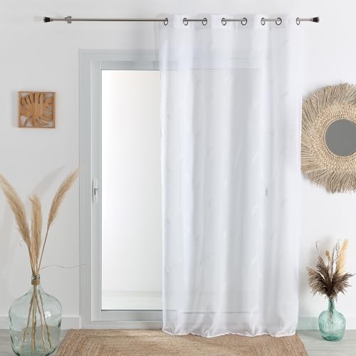 HomeMaison. com Muslin Net Curtain Embroidered Blackout Net Curtain White 140 x 240 cm