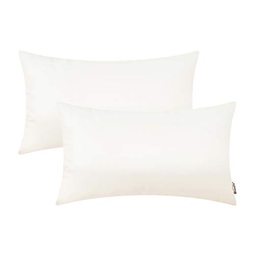 BRAWARM Decorative Throw Pillow Covers, Faux Leather Throw Pillow Cushion Covers, Solid Faux Leather Couch Cases for Living Room Garden Bed, Ivory White, 30cm x 50cm, Pack of 2