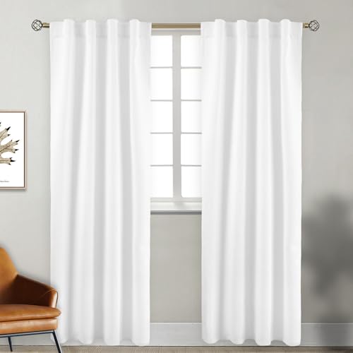 BGment Pure White Room Darkening Curtains - 84 Inch Rod Pocket and Back Tab Thermal Curtains for Bedroom and Living Room, 2 Window Panels, 38 x 84 Inch