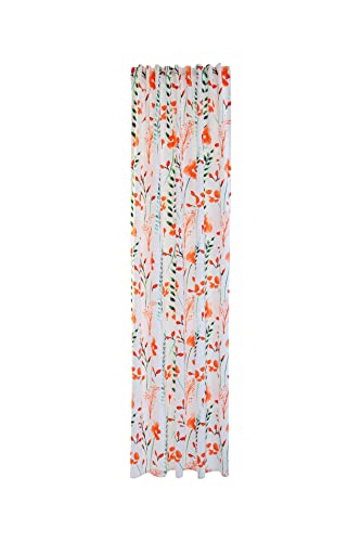 Floral Orange Curtain - Opaque Leaves Modern - Living Room Bedroom Children's Room - 140 x 245 cm