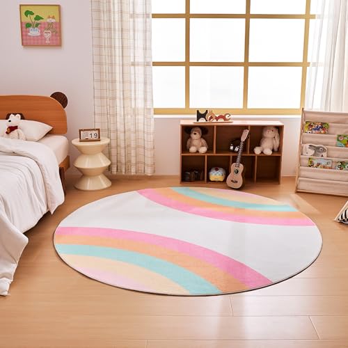 Sonive Rainbow Kids Rug Girls & Boys Soft Non-Slip Area Rug Washable Floor Carpet for Bedroom,Living Room,Playroom 200R cm