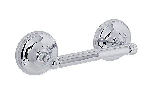 Croydex Grosvenor Spindle Solid Brass Toilet Roll Holder with Chrome Finish, Bathroom Storage Solution, Easy Fit Flexi-Fix Accessories, All Fixings Included, Screw or Glue Installation
