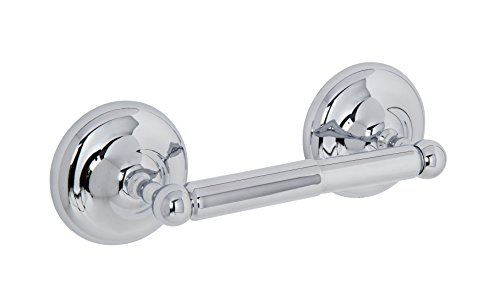 Croydex Grosvenor Spindle Solid Brass Toilet Roll Holder with Chrome Finish, Bathroom Storage Solution, Easy Fit Flexi-Fix Accessories, All Fixings Included, Screw or Glue Installation