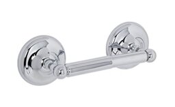 Croydex Grosvenor Spindle Solid Brass Toilet Roll Holder with Chrome Finish, Bathroom Storage Solution, Easy Fit Flexi-Fix Accessories, All Fixings Included, Screw or Glue Installation