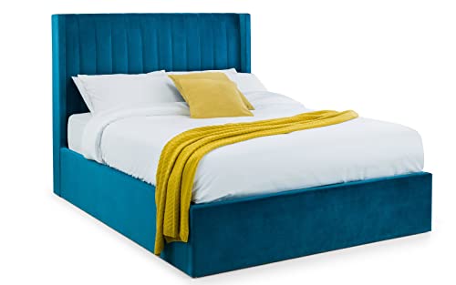 Julian Bowen Langham Scalloped Headboard Storage Bed 135cm, Teal