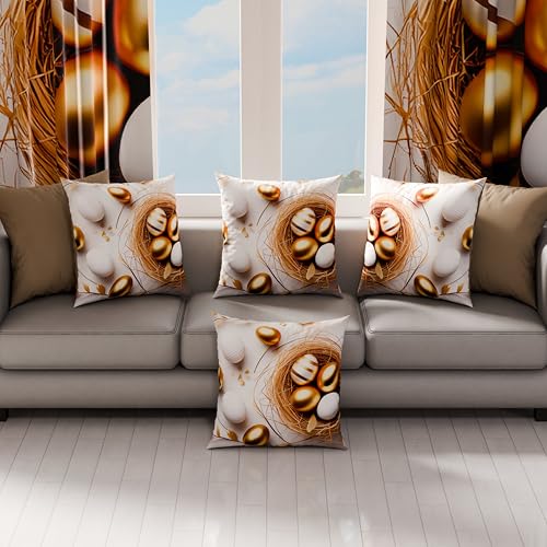 PETTI Artigiani Italiani - Set of 2 Easter Cushion Covers 30x30 cm in Microfibre, Easter Decorative Cushions for Bedroom, Sofa and Living Room, 2 Decorative Pillow Covers, 100% Made in Italy