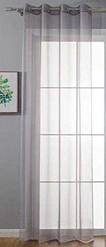Gardinenbox 20332-cn Transparent Eyelet Curtain with Eyelets for Living Room, 100% Polyester, Grey, H x W 245 x 140 cm