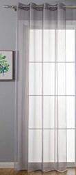 Gardinenbox 20332-cn Transparent Eyelet Curtain with Eyelets for Living Room, 100% Polyester, Grey, H x W 245 x 140 cm