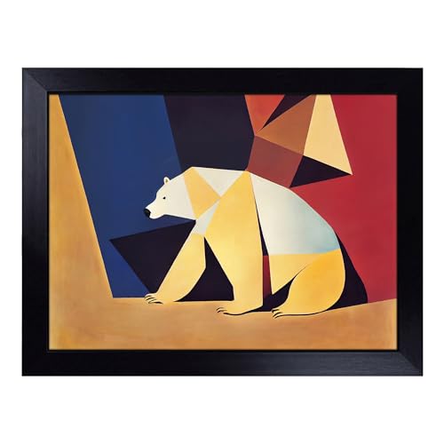 Lap Tray with Bean Bag Cushion, Cool Abstract Polar Bear - Handmade in the UK, Raised Wooden Edge, Padded Cushion, Heat-Resistant Wipe-Clean Surface, for Meals, Laptops and Crafts