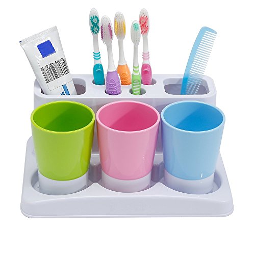 Eslite Bathroom Toothbrush Toothpaste Stand Holder Plastic Storage Rack Box Set