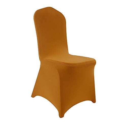 Peomeise Stretch Spandex Chair Cover for Wedding Party Dining Banquet Event (Gold, 25)
