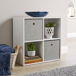 Home Source Storage Cube 4 Shelf Bookcase Wooden Display Unit, White, 60cm