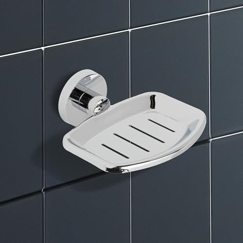 IPEA Wall Mounted Soap Dish in Metal ??? No Drilling Required ??? Modern Design ??? Soap Holder for Wall Sticking in Bathroom, Shower, Kitchen, Home ??? Soap Holder or Sponge Holder ??? Self Adhesive