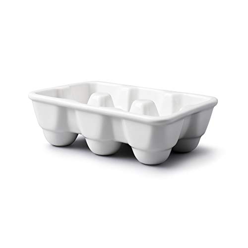Wm Bartleet & Sons Traditional Porcelain 6 Eggs Storage Box/Tray for the Fridge or Kitchen Worktop ??? White