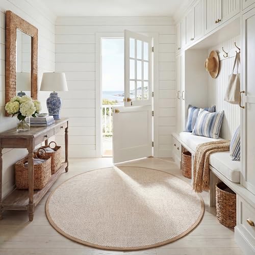 Safavieh Natural Fiber Rug for Living Room, Dining Room, Bedroom - Natural Fiber Collection, Short Pile, in Natural, 200 x 200 cm