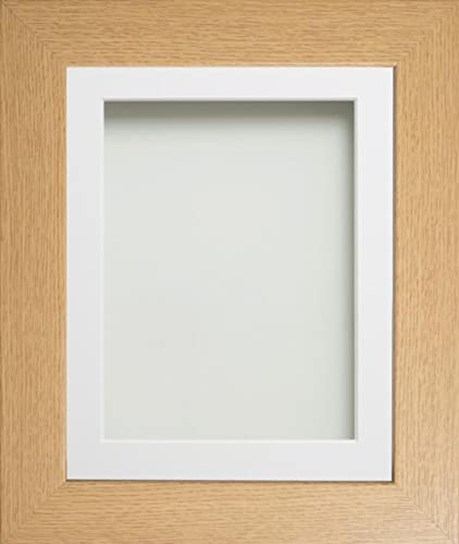 Frame Company Watson Beech Picture Photo Frame fitted with Perspex, 10x8 inch with White Mount for image size 6x4 inch