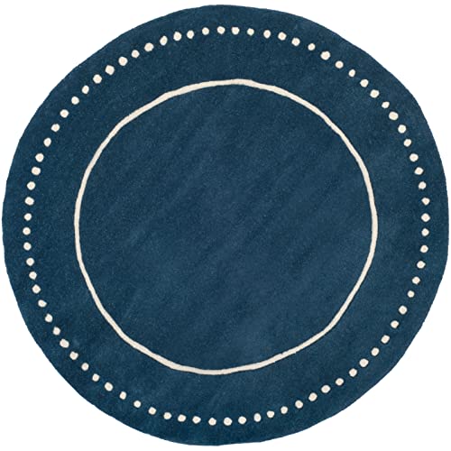 SAFAVIEH Traditional Rug for Living Room, Dining Room, Bedroom - Bella Collection, Short Pile, in Navy Blue and Ivory, 91 X 91 cm